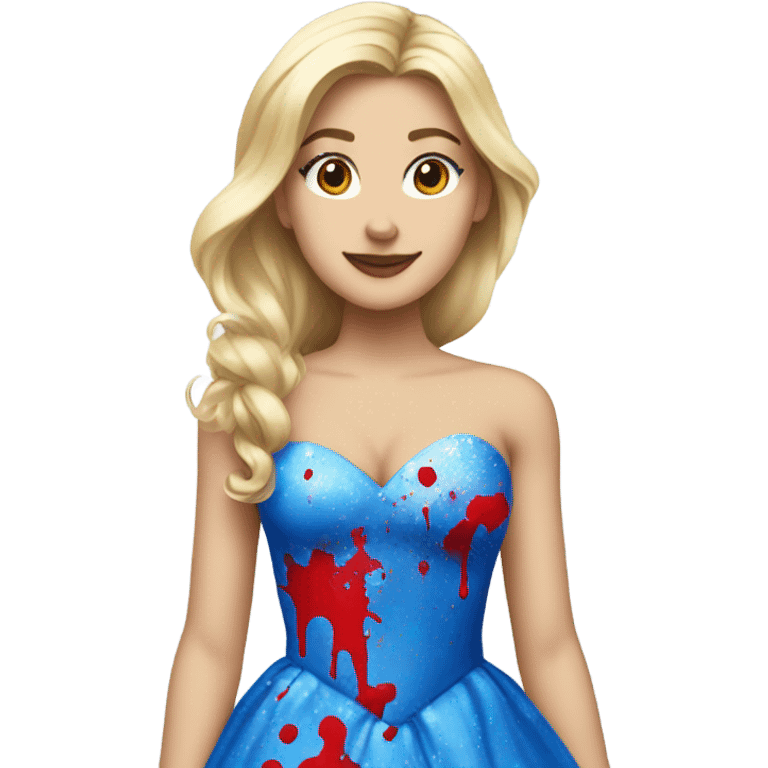 Blonde and white girl in Blue and red Paint splattered princess gown emoji