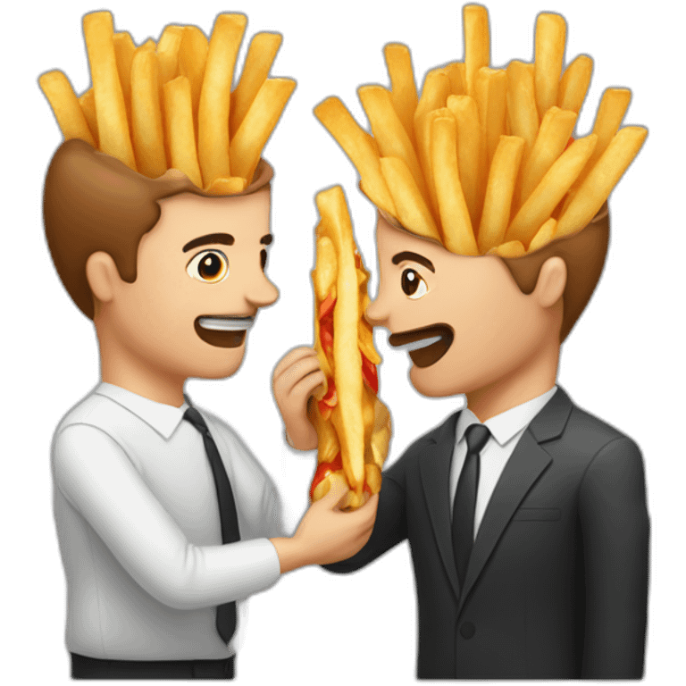 Man eat fries in head of an other man emoji