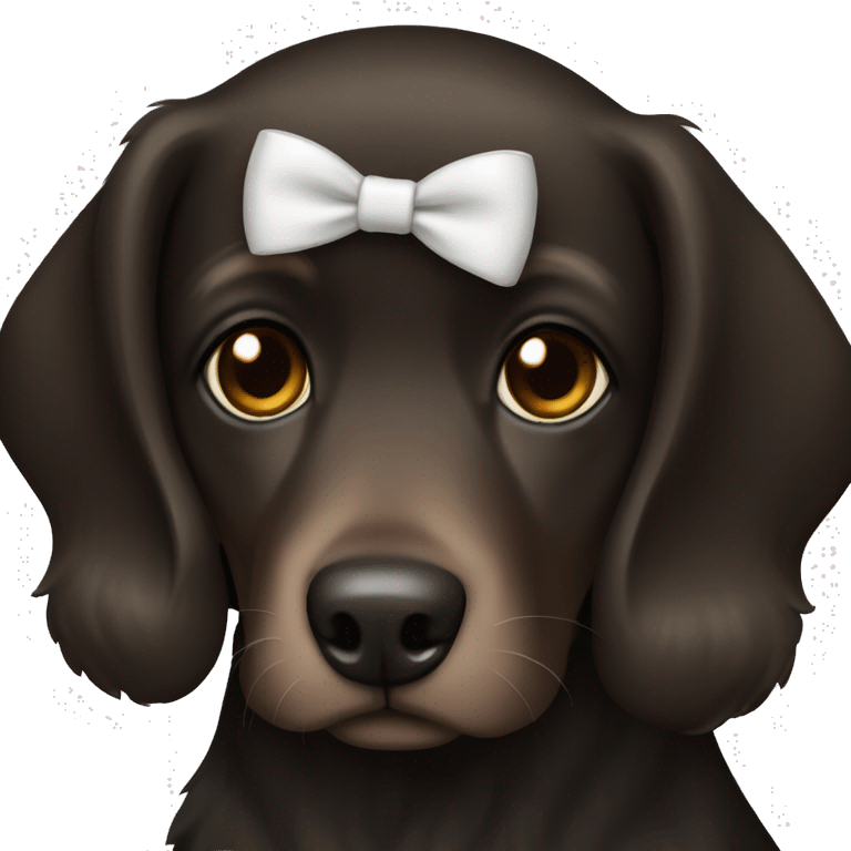 dark black dog brown eyes white bow  emoji