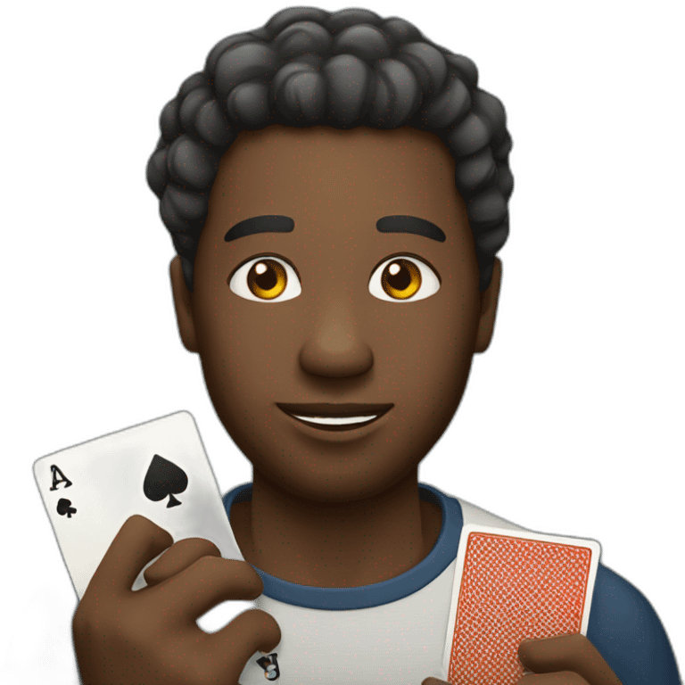 Smart African man playing card game emoji