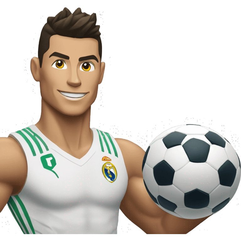 Muscular Cristiano Ronaldo with a soccer ball emoji