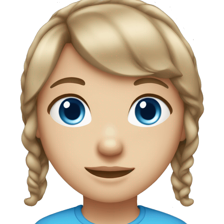 girl with light brown hair, blue eyes and fair skin and bangs  emoji