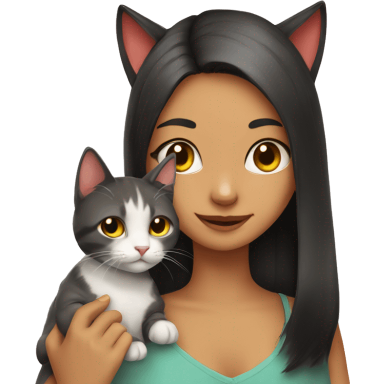 Cat with girl emoji