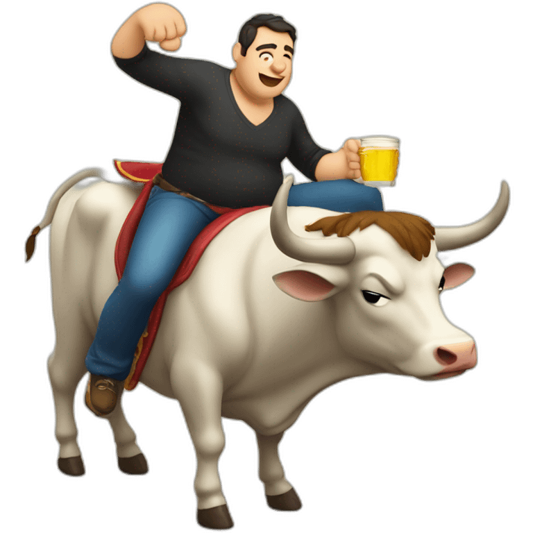 spanish fat man drunked riding a bull emoji