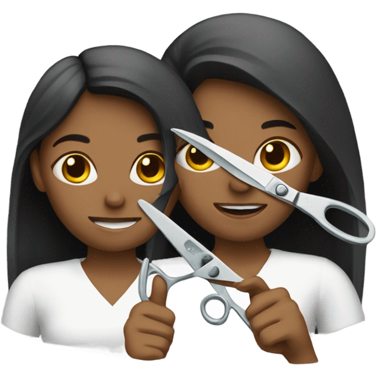 two girls with scissors emoji