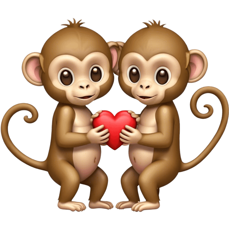 two monkeys holding a heart emoji