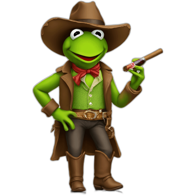 Kermit cowboy with cigar emoji