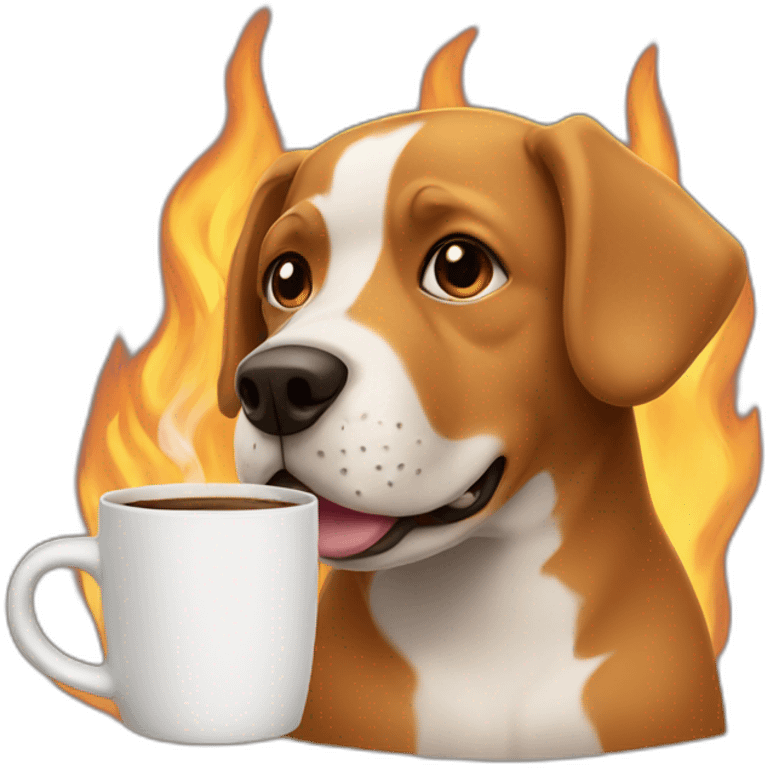 dog in burning house drinking coffee emoji