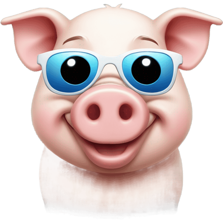 Happy rich pig cilinder sunglases emoji