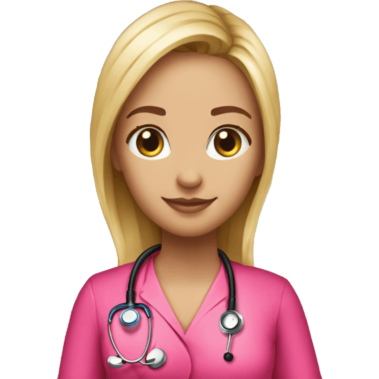 Hot pink stethoscope with Ashley written on it emoji