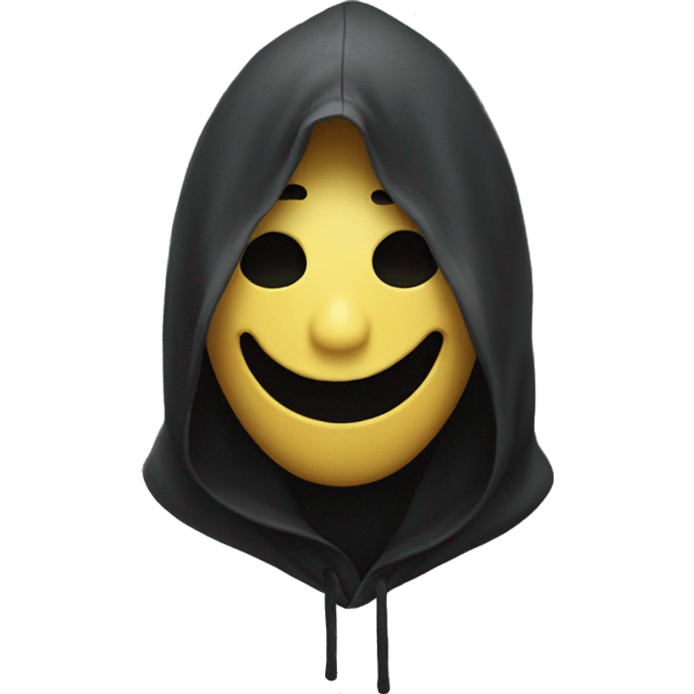 creepy smiley face with a hood emoji