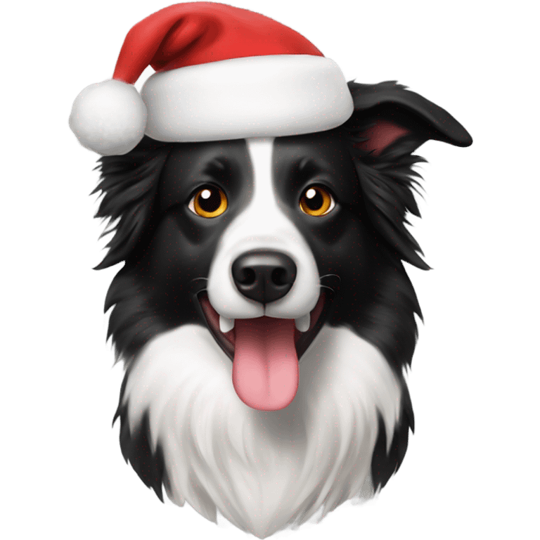 Border collie with Santa hat emoji