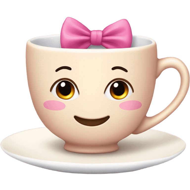 Girlie teacup with a pink bow on its head emoji