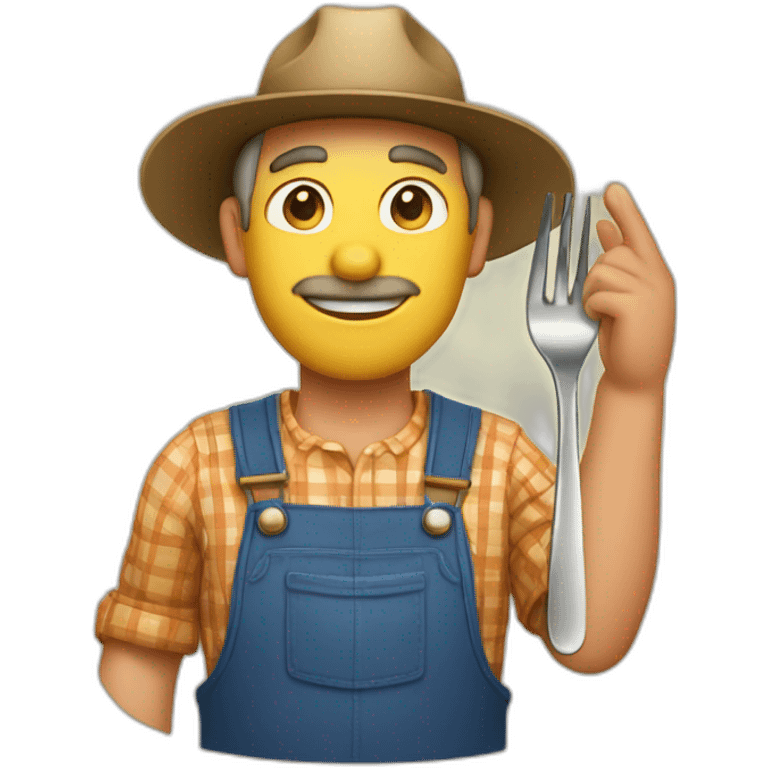 farmer man saluting fork in hand emoji