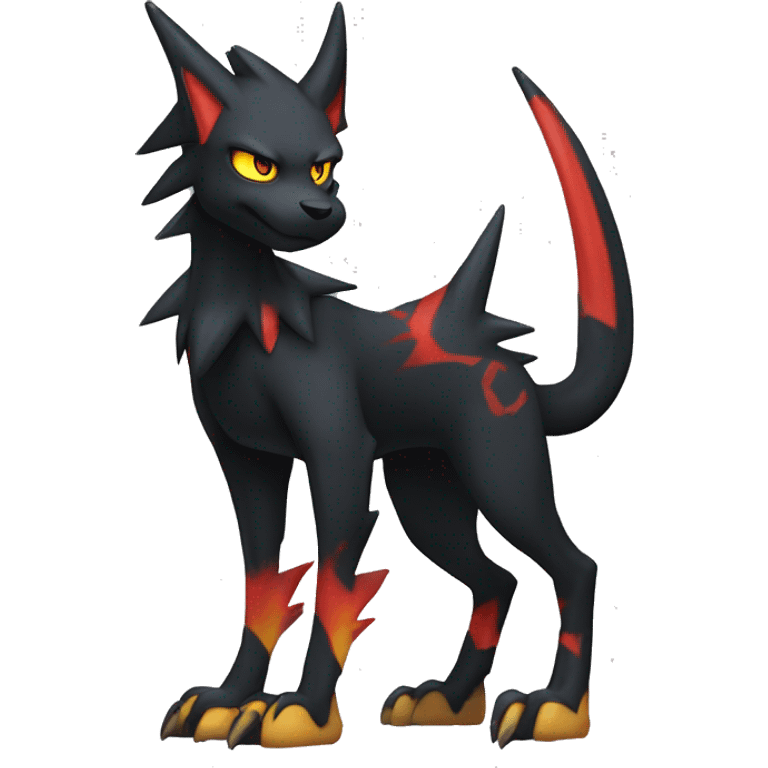 Cool Edgy Litten-Houndoom-Luxray Fakémon Digimon with Edgy markings, full body, outlined emoji