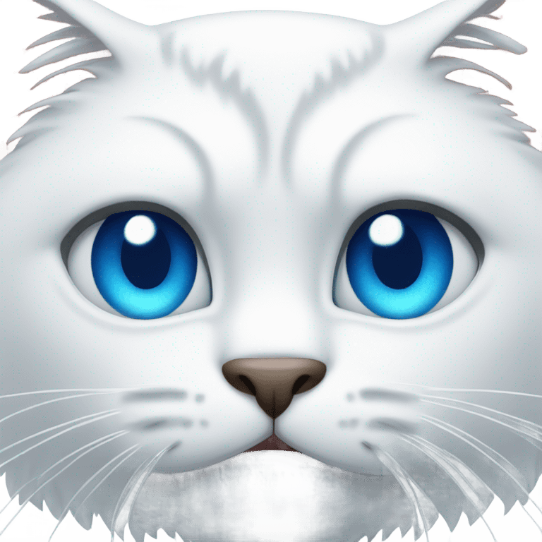 Angry White cat with blue eyes  emoji