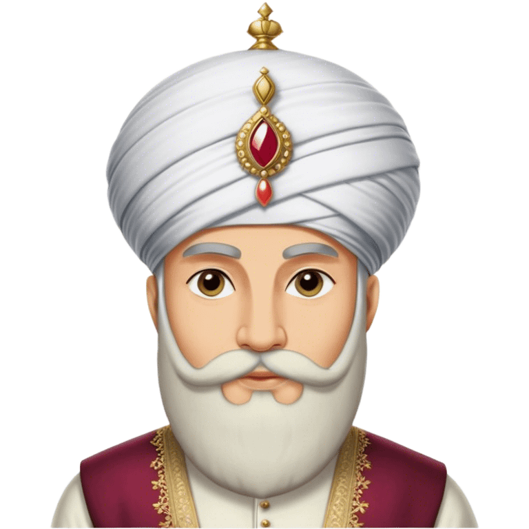 ​Cinematic Realistic Portrait of Suleiman the Magnificent, depicted as a regal Ottoman sultan adorned with a large, white, round, tall turban and a majesti beard, his commanding gaze bathed in warm, historic lighting that exudes timeless authority and grandeur, emoji