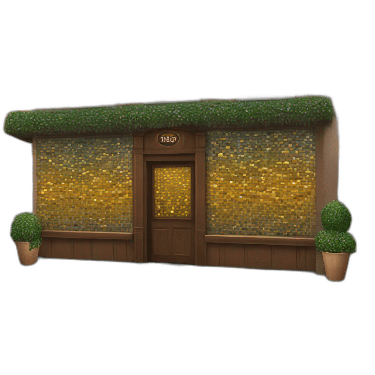 Exterior of a bar with a mosaic of tiles for the sig emoji