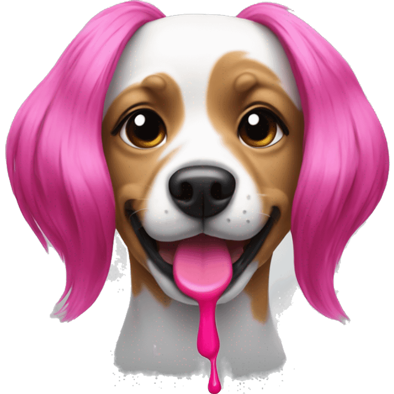 dog with hot pink hair and lipstick emoji