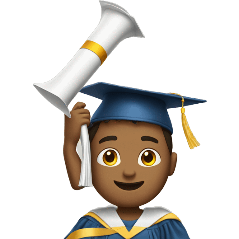 boy wearing a graduation cap and holding a diploma in his hand emoji