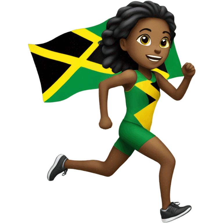 Girl running with Jamaican flag emoji