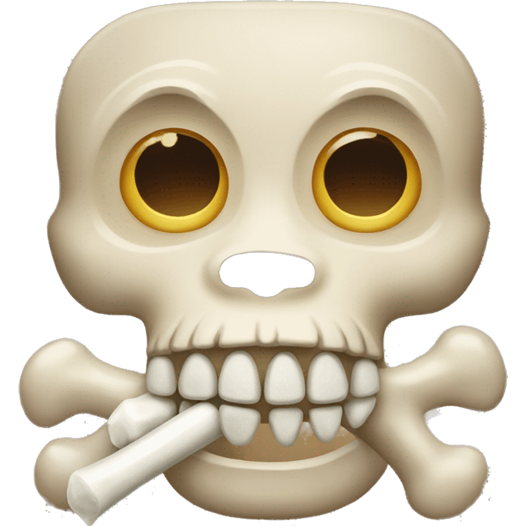 emoji with bone in mouth emoji