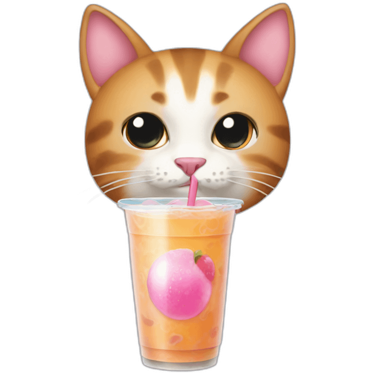 cat drinks bubble tea emoji