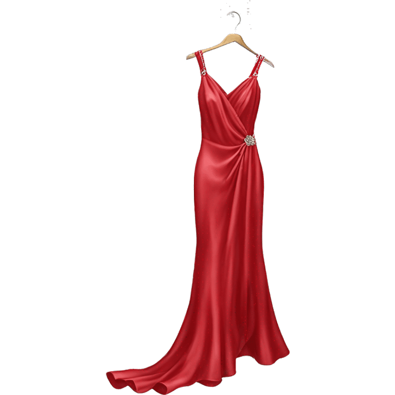 Luxury sparkling silk dress in cherry-Red-colour on hanger emoji