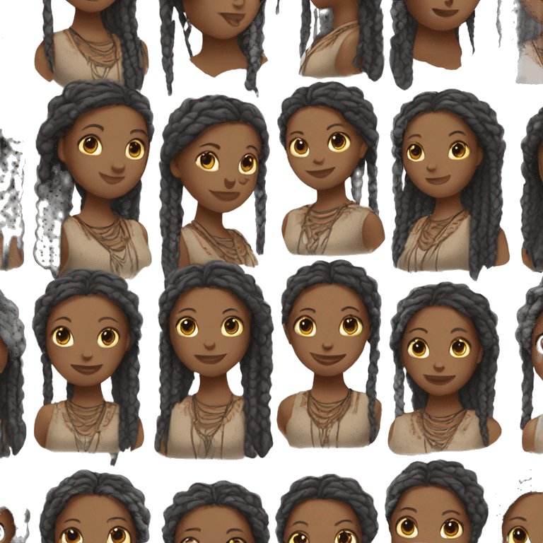 Black girl with boho braids emoji