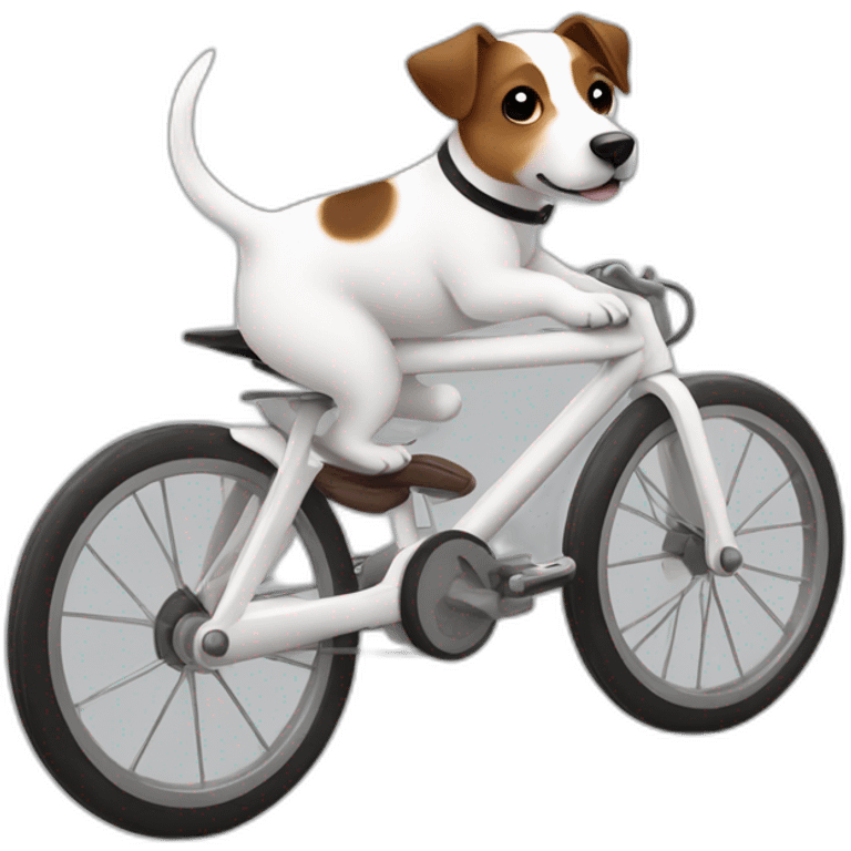 jack russell dog color white, brown and black ride bike  emoji