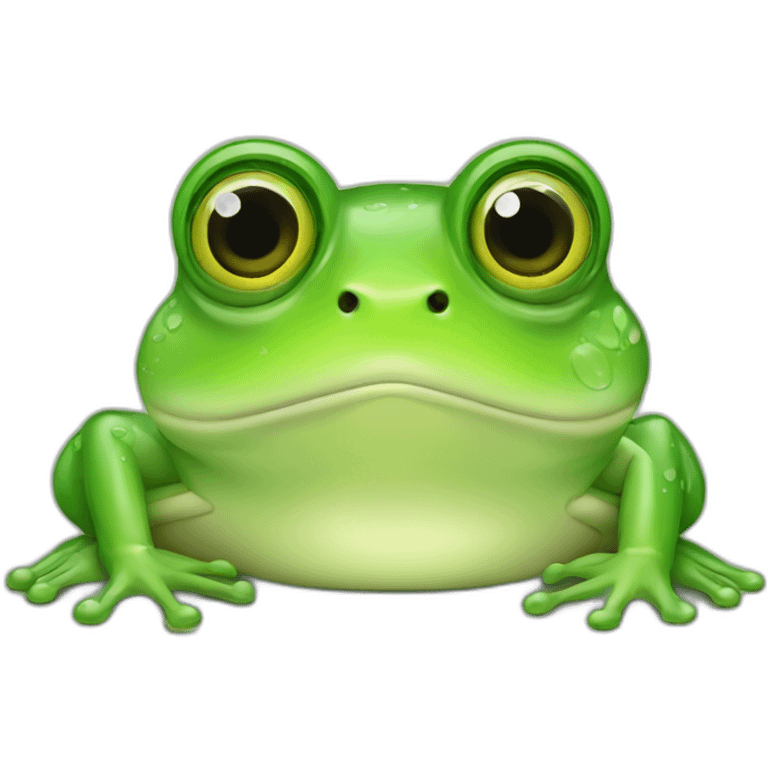 cute green frog with beautiful eyes emoji