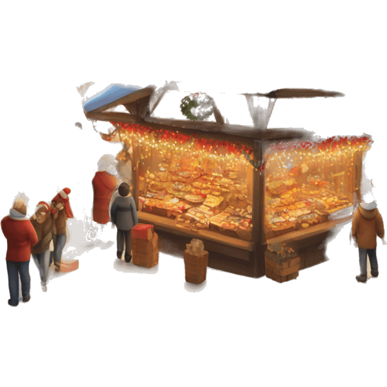 christmas market covert in snow with a cozy atmosphere  emoji