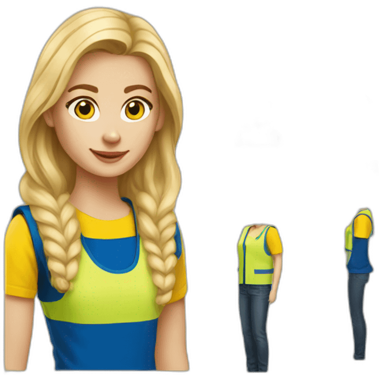 Ikea coworker blond woman blue t-shirt and yellow vest emoji