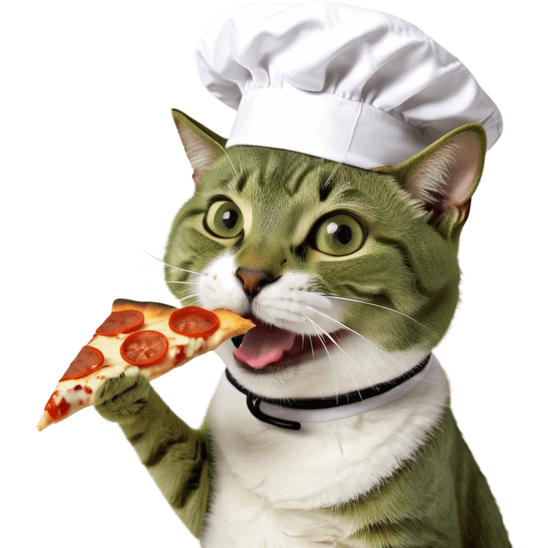 Cat eating pizza emoji