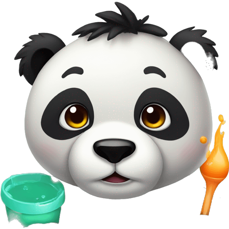 Panda with a sore throat and sick emoji