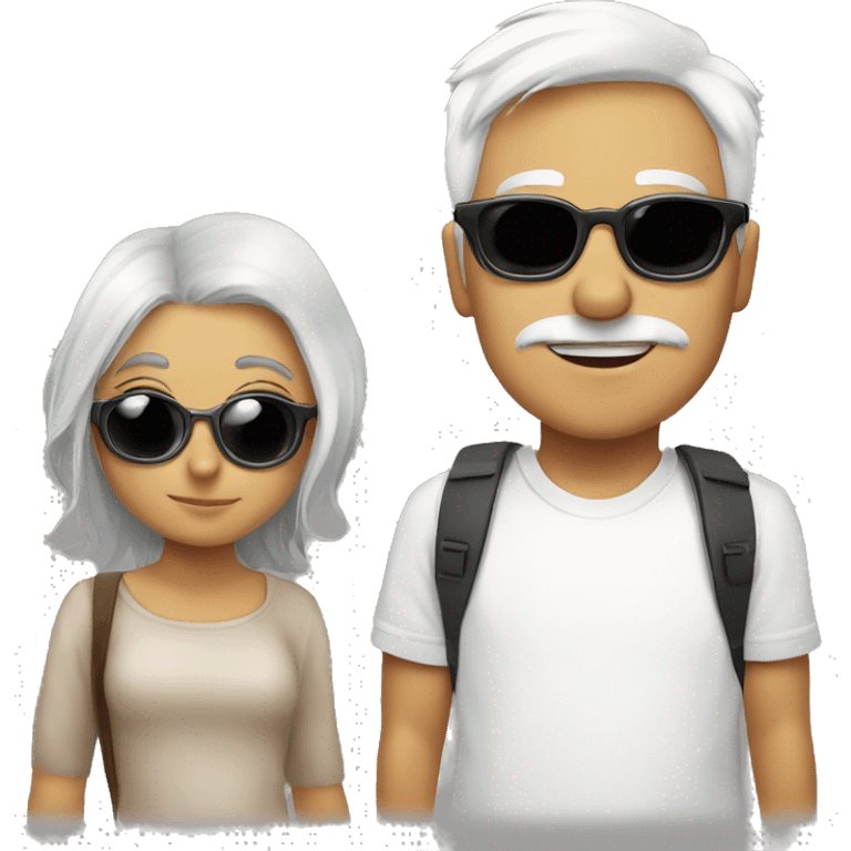 Girl white hair brown kissed boy with glases  emoji