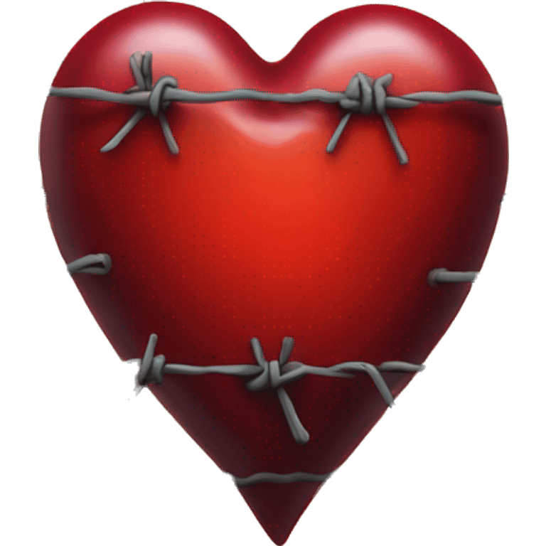 A red heart bleeding with barbed wire wrapped around it emoji