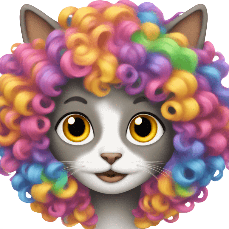 A cat wearing a wig emoji