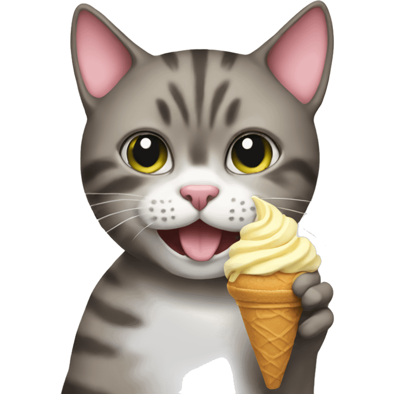 Cat eating icecream emoji