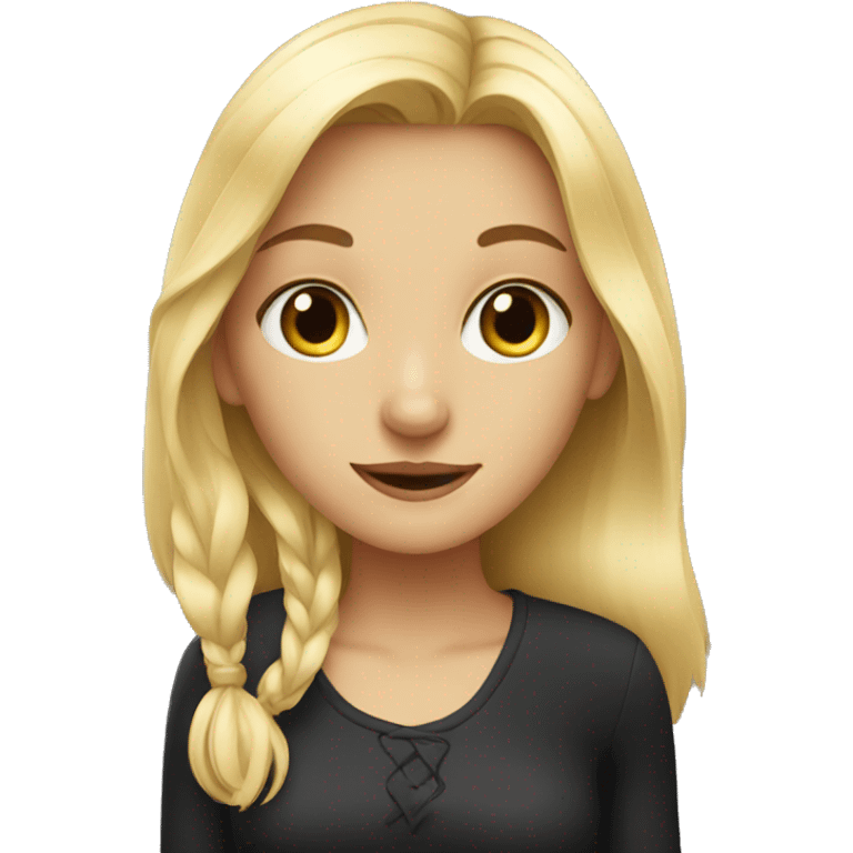 blond girl with black cat emoji