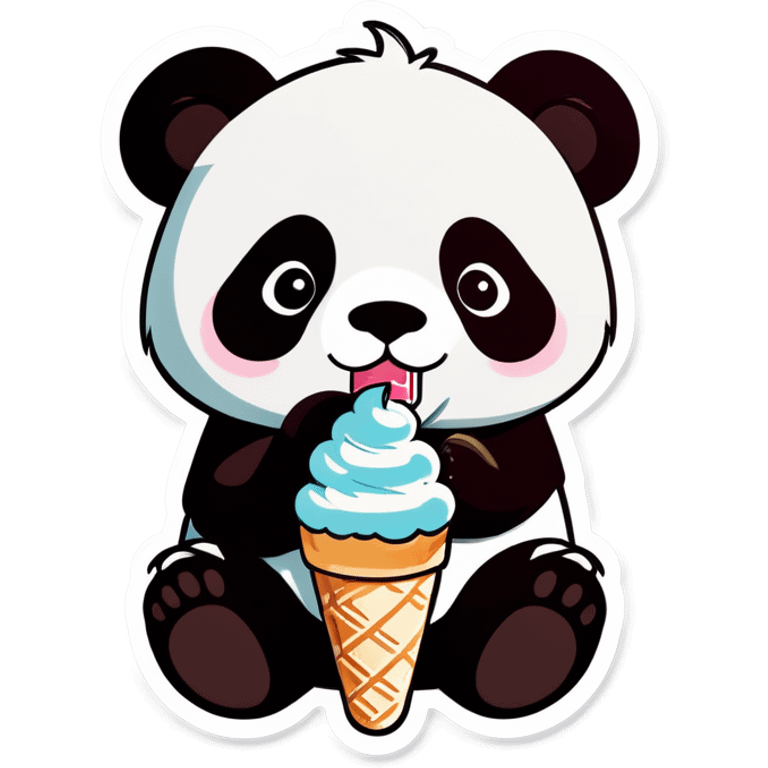 Panda eating ice cream emoji