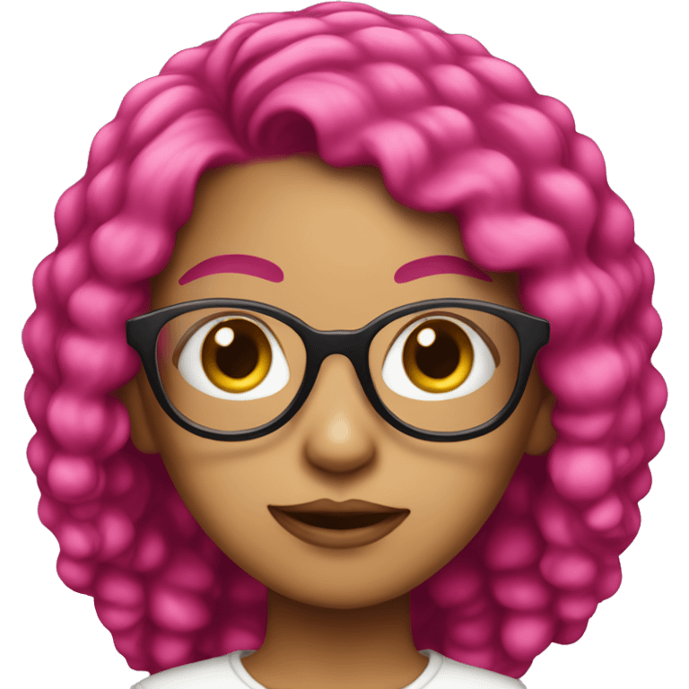 A light skinned girl with hot pink hair and glasses  emoji