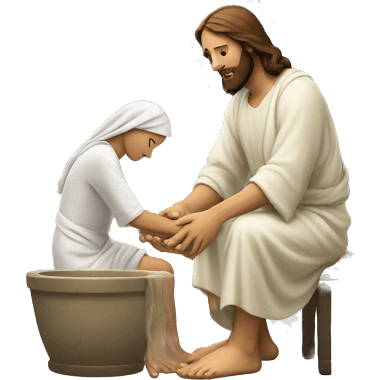 Jesus washing feet of woman emoji