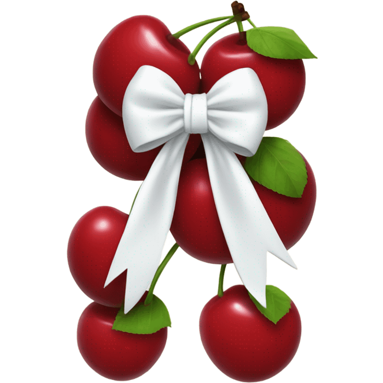 Cherries with white bow on stem emoji