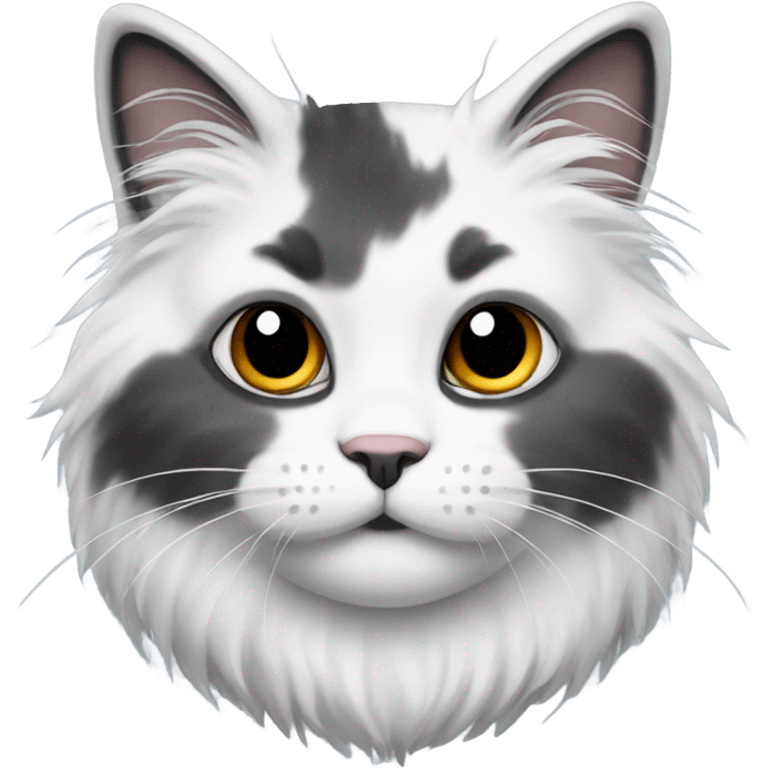 Grey white and black fluffy cat  emoji