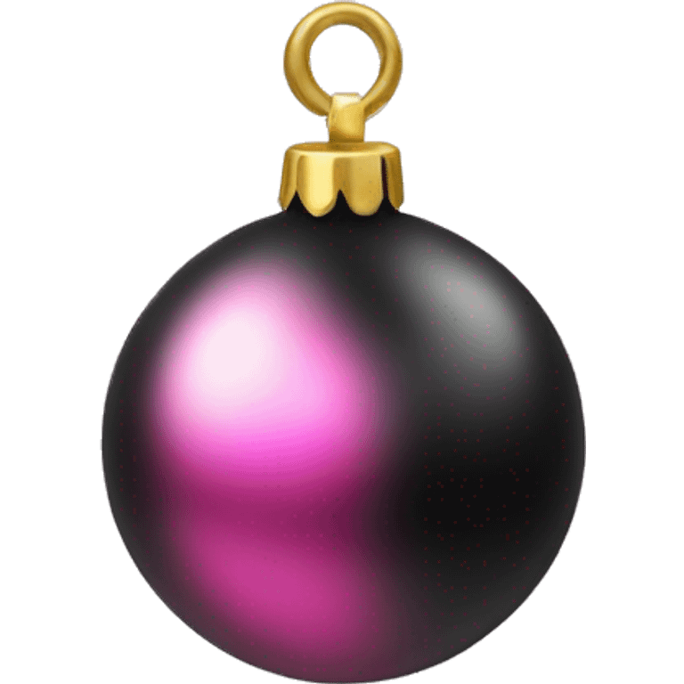 Realistic black and pink metallic christmas bauble with gold accents.  emoji