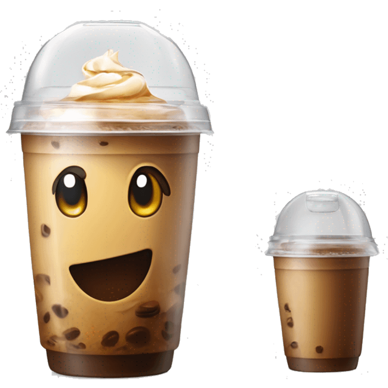 Cold coffee with ice cubes In a plastic cup With a dome-shaped cover 450 ml emoji