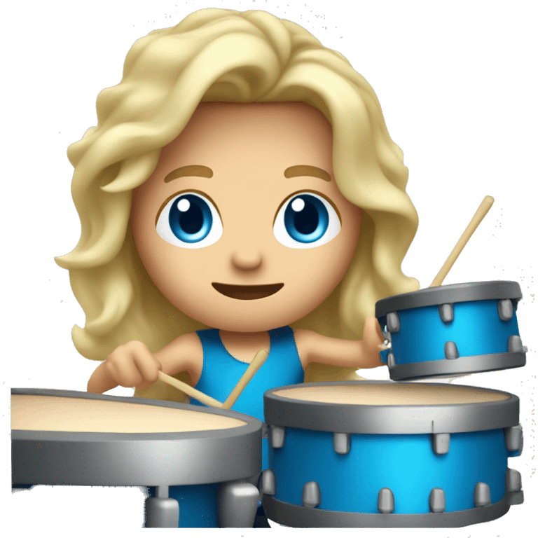 Blond man with long haire and blue eyes playing drums emoji