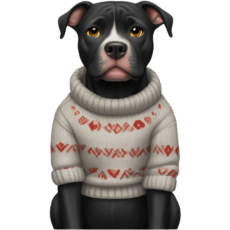 Black Pitbull wearing a sweater emoji