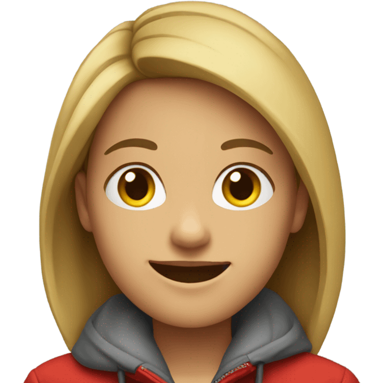 smiling girl in red jacket emoji